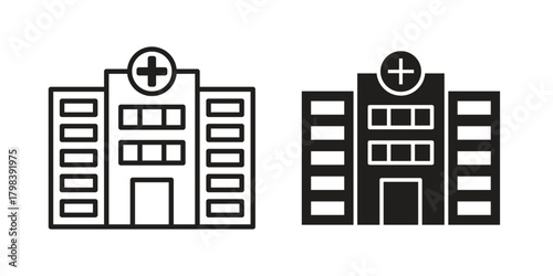 Hospital icon concept outline symbol design. Simple element illustration.