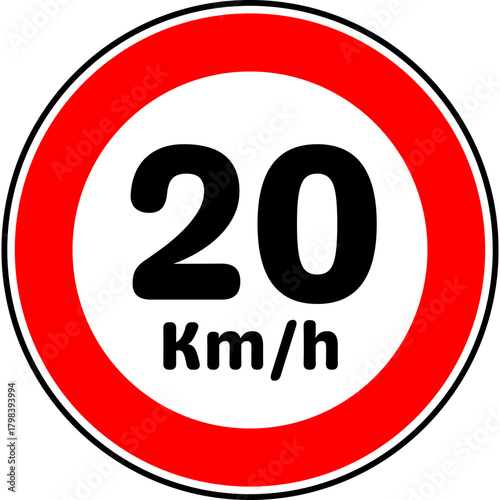 Speed Limit 20 kmh Traffic Sign Vector