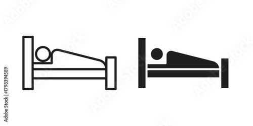 Laying in bed icon concept outline symbol design. Simple element illustration.