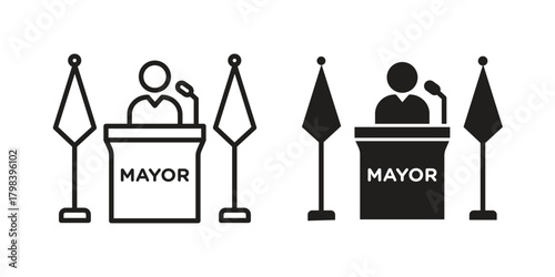 Mayor icon concept outline symbol design. Simple element illustration.