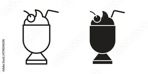 Milkshake icon concept outline symbol design. Simple element illustration.