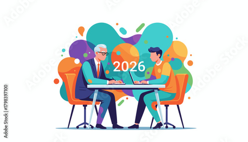 Strategy session Two colleagues working toward goals for 2026