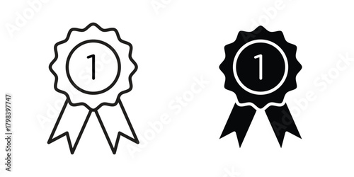 Number one medal icon concept outline symbol design. Simple element illustration.