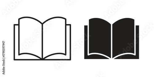 open book icon concept outline symbol design. Simple element illustration.
