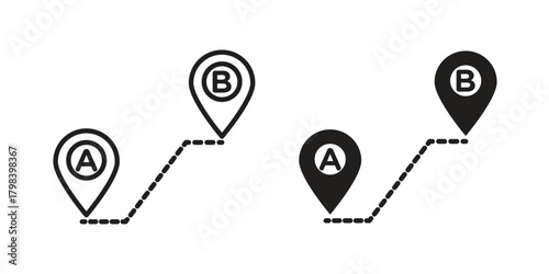 Path A to B icon concept outline symbol design. Simple element illustration.