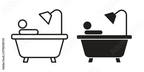 Person Bathing icon concept outline symbol design. Simple element illustration.
