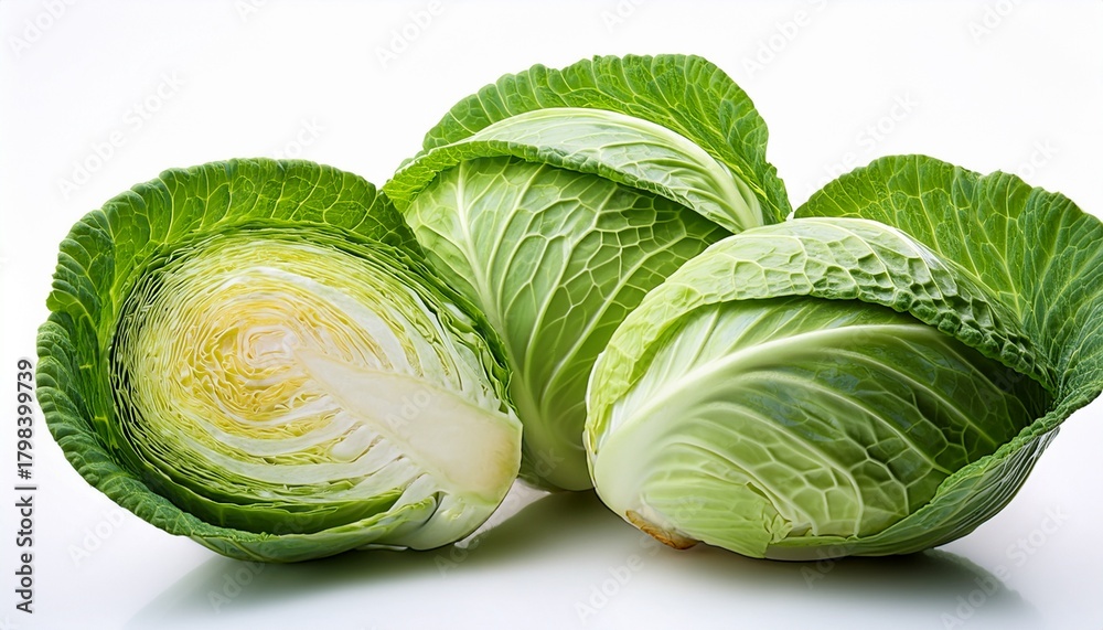 Fototapeta premium Fresh Cabbage Isolated On White Background