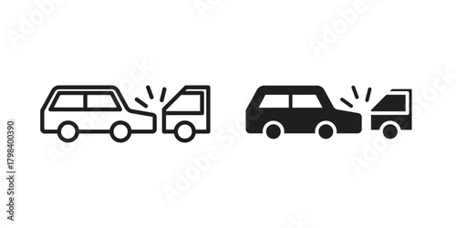 Rear end collision icon concept outline symbol design. Simple element illustration.