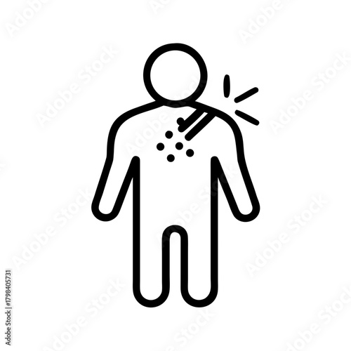 A simple line drawing of a person with illness symptom illustration 