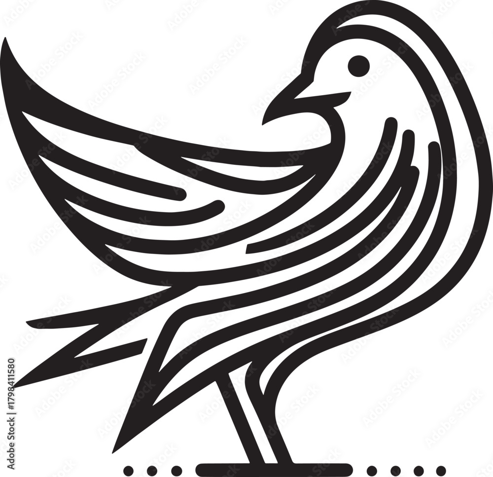 Obraz premium Pigeon vector icon. Black and white illustration of a bird