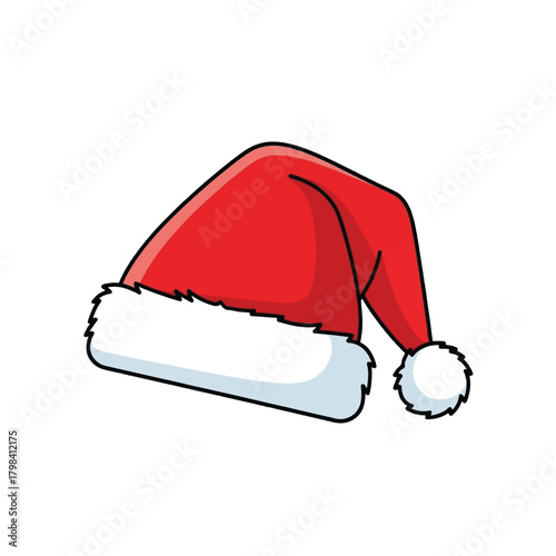A vibrant red Santa hat with a fluffy white brim and pom-pom, perfect for Christmas festivities and holiday cheer, isolated on a white background.