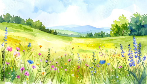 Fototapeta Naklejka Na Ścianę i Meble -  Colorful Spring Wildflower Meadow
