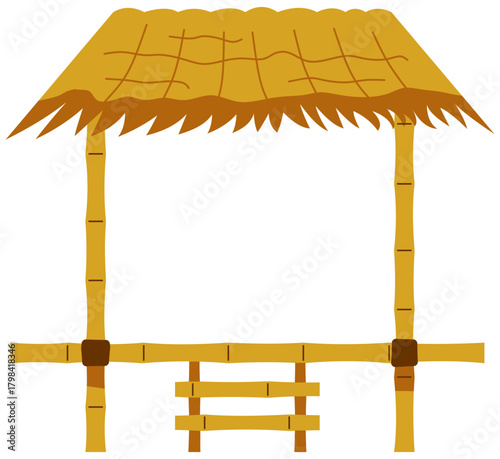 Rice Field Hut | Saung Clipart | Traditional Farming Illustration. Editable color vector