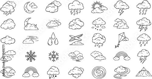 Hand-drawn Weather Icons: A Diverse Collection of Meteorological Symbols
