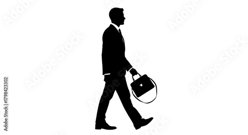 Silhouette of a man in a suit walking with a briefcase (4)