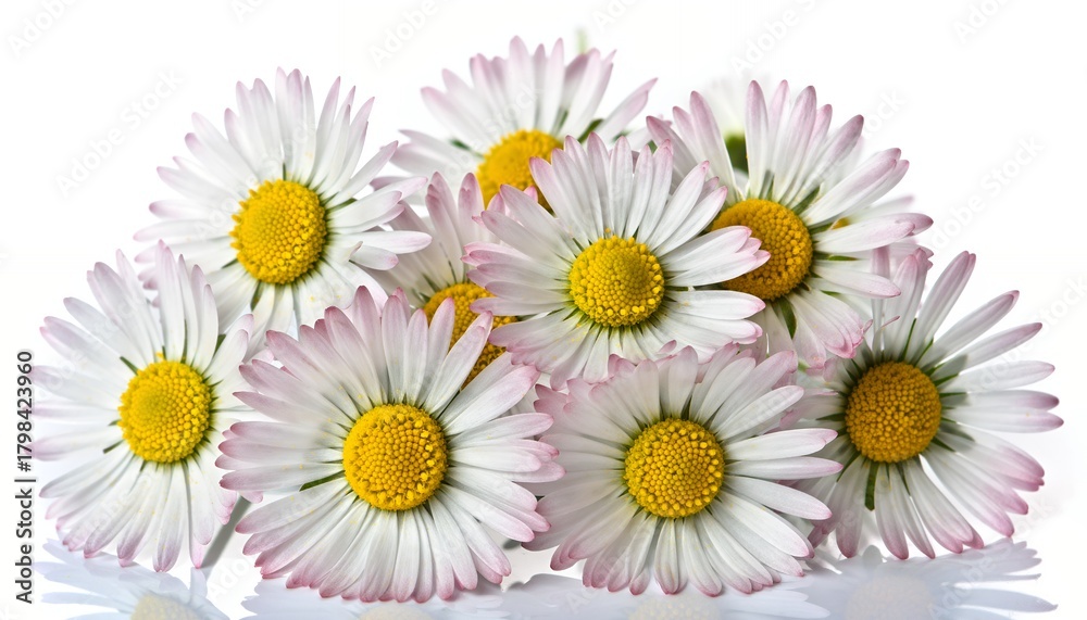 Fototapeta premium Beautiful White Daisy Flowers with Yellow Centers on a Clean Background.