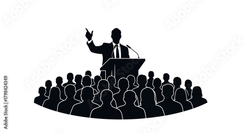 Speaker addressing audience from a podium