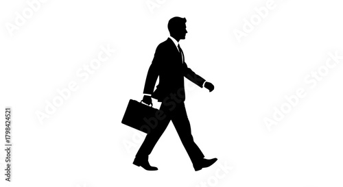 Silhouette of a man in a suit walking with a briefcase (6)