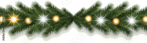 Festive Evergreen Garland with Sparkling Lights for Holiday Decorations
