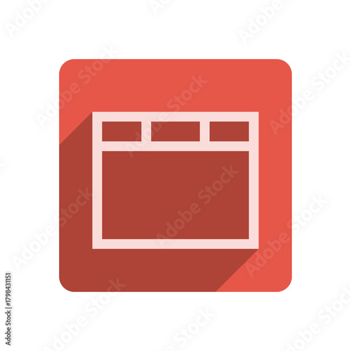 Flat Stroke Icon Template with Vibrant Red Accent