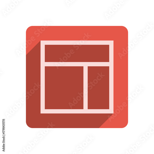 Flat Stroke Icon Template with Vibrant Red Accent