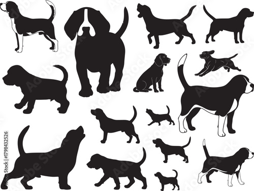 Solid black silhouette vector of Beagle Dog