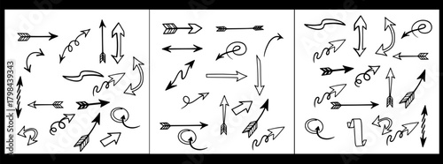 Hand drawn alphabet and arrow 