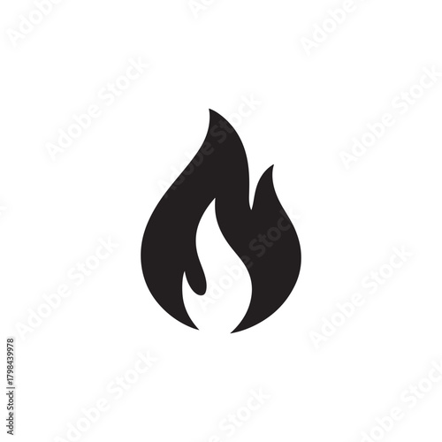 Fire Flame Vector Icon: Minimalist Black Glyph for Heat, Energy and Passion Design