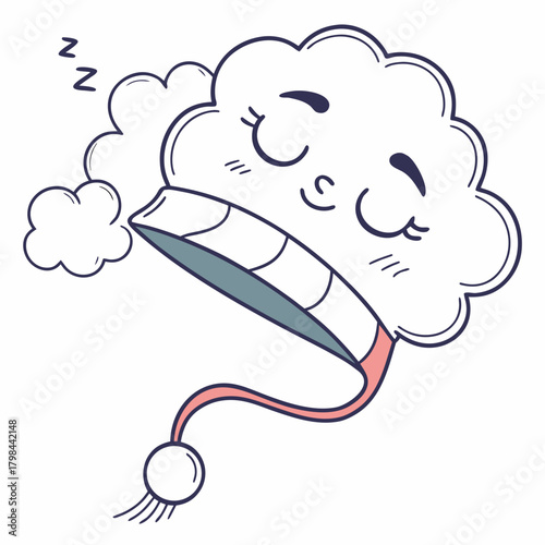 Cartoon Cloud Snoring Loudly with Eyes Closed sleeping