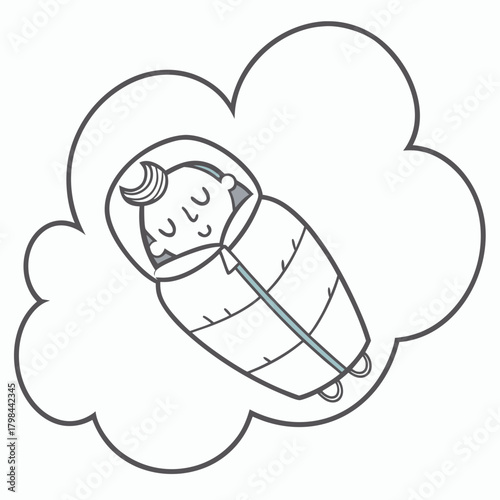 Baby Sleeping In A Sleeping Bag Inside A Cloud asleep sack