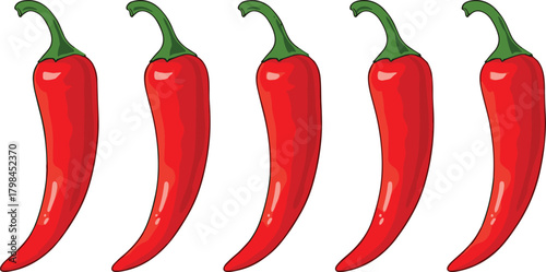Fresh red chili pepper illustration, spicy vegetable food icon, hot pepper cartoon design for cooking ingredients, kitchen decor and culinary projects