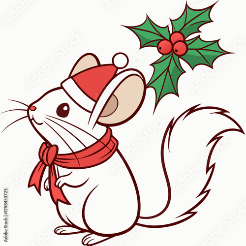 An adorable Chinchilla with a Excited vibe and a Festive Cheer Christmas theme – SVG style