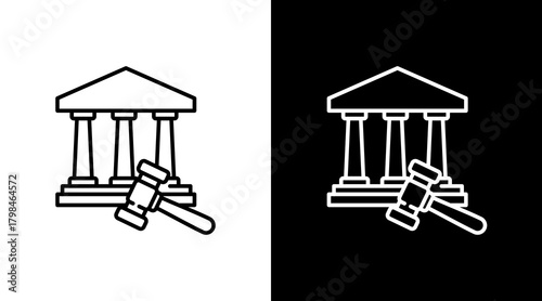 Bank  White Icon Set Design