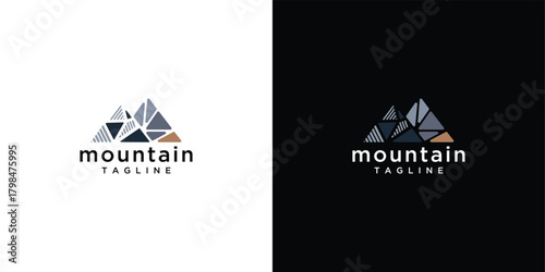 mountain logo vector icon illustration. mountain logo design template elements created with rocks forming a mountain