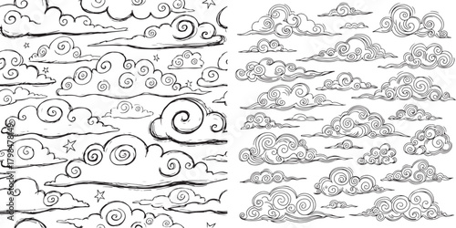 Contrasting Vector Clouds: Sketchy Doodle and Traditional Eastern Art