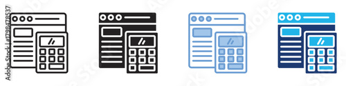 Calculator icon set multiple style collection