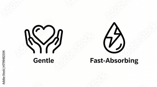 Love hands and lightning drops, gentle skincare, quick absorption and product characteristic concept, suitable for promoting sensitive skin care products and quick absorption beauty materials.
