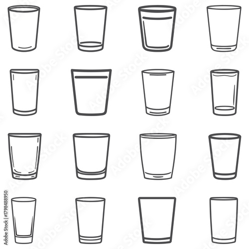 Glass cup water drink icon color and outline white background soft design.