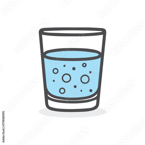 Glass cup water drink icon color and outline white background soft design.