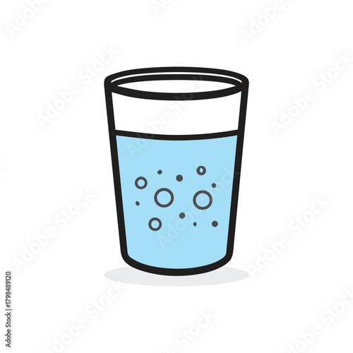 Glass cup water drink icon color and outline white background soft design.