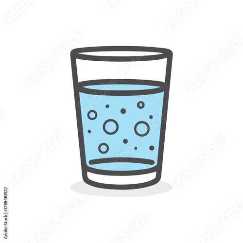 Glass cup water drink icon color and outline white background soft design.