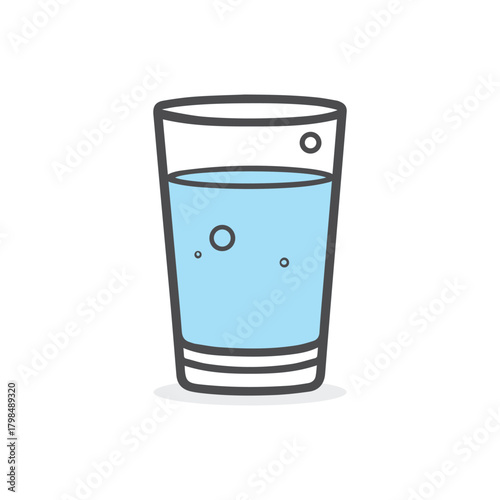 Glass cup water drink icon color and outline white background soft design.
