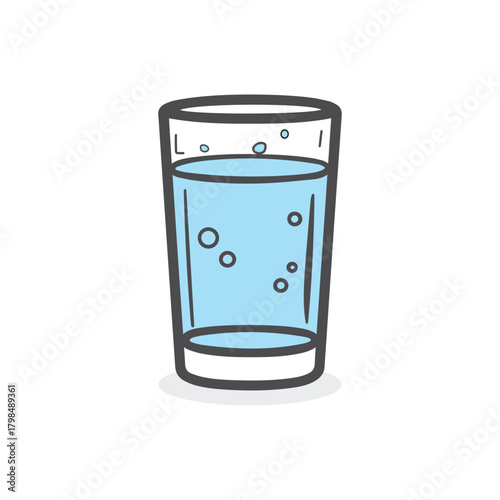 Glass cup water drink icon color and outline white background soft design.