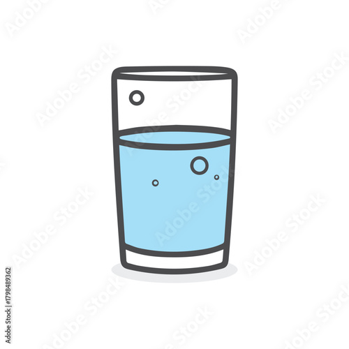 Glass cup water drink icon color and outline white background soft design.