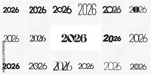 Abstract vector logo set featuring business symbols, word text illustration, and technology internet concept design