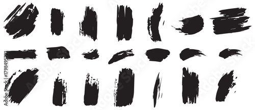 Black brush art grunge collection set background design.