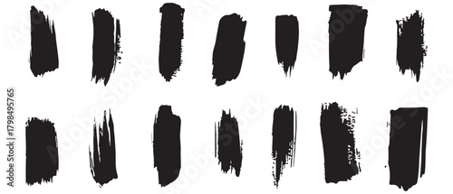 Black brush art grunge collection set background design.