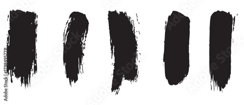 Black brush art grunge collection set background design.