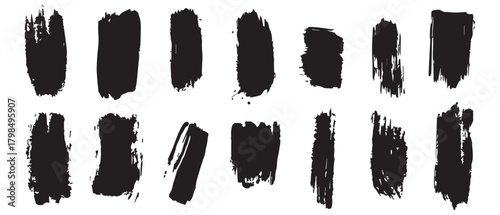 Black brush art grunge collection set background design.