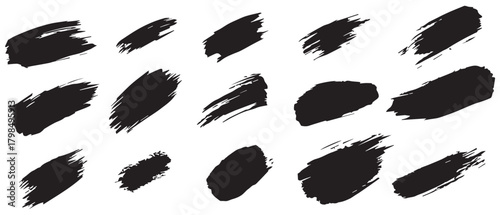 Black brush art grunge collection set background design.